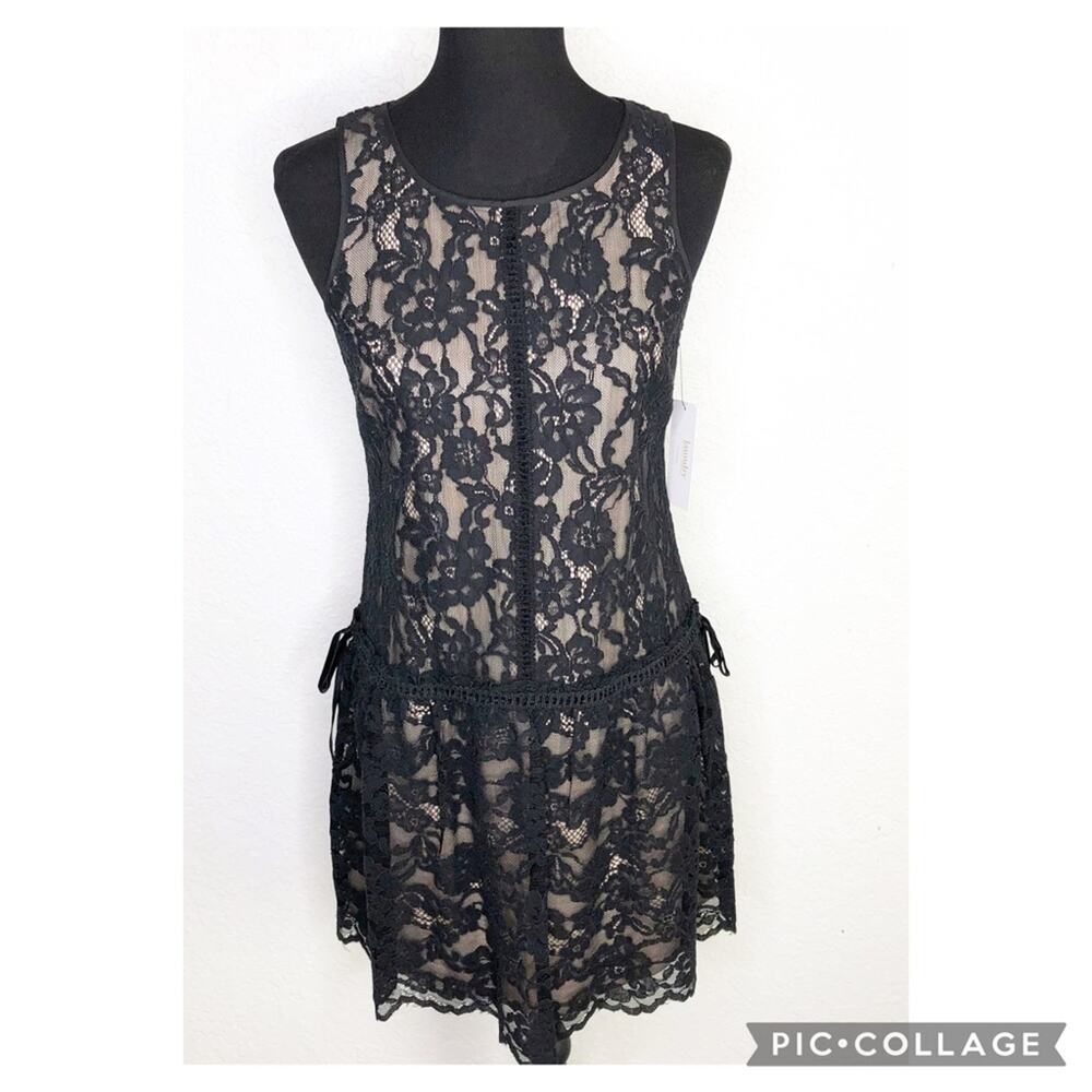 Laundry by Shelli Segal black ruffled lace overlay sleevelessβ dress size 6P NWT